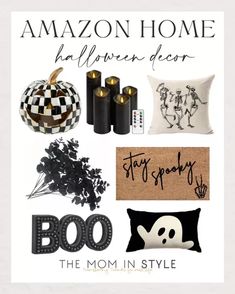 the front cover of an amazon home halloween decor advertises boo the mom in style