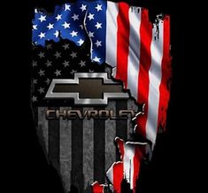 the chevrolet logo with an american flag in the shape of a map and stars on it