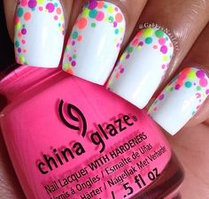 Kids At Work, China Nails, Easy Nail Designs, Polka Dot Nails, Nail Art Disney, Dots Nails, Nails And Hair, Summer Nails Colors, Nail Polish Designs