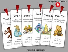 four bookmarks with winnie the pooh characters on them