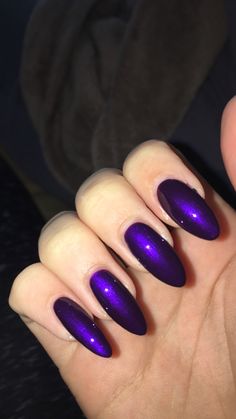 Simple Dark Purple Nails, Midnight Purple Nails, Sparkly Acrylic Nails, Purple Acrylic Nails, Purple Nail Designs, Nails Today, Glitter Gel Nails, Purple Nail, Shiny Nails