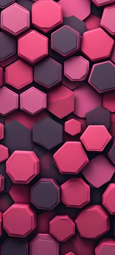 an abstract background consisting of hexagonal shapes in pink and purple colors with black edges