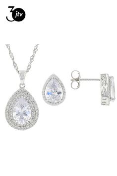 Bella Luce�� 7.38ctw Pear Shape and Round White Diamond Simulants Rhodium Over Silver Pendant With Chain and Pear Shape and Round White Diamond Simulants Rhodium Over Silver Earrings Set. Pendant Measures Approximately 2.5"L x 1.15"W, Earrings Measure approximately 1"L x 0.80"W, Push Backings. Chains measures 18"L, 2" Extender, Lobster Clasp. The Diamond Equivalent Weight is 5.00ctw. Classic Cubic Zirconia Jewelry Sets With Diamond Cut, Classic Jewelry Sets With Brilliant Cut Cubic Zirconia, Classic Cubic Zirconia Diamond Cut Jewelry Sets, Classic Diamond Cut Cubic Zirconia Jewelry Sets, Classic Silver Cubic Zirconia Jewelry Sets, Classic Silver Jewelry Sets For Anniversary, Classic White Gold Sterling Silver Jewelry Sets, Formal Classic Jewelry Sets With Diamond Accents, Classic Cubic Zirconia Jewelry Sets For Anniversary