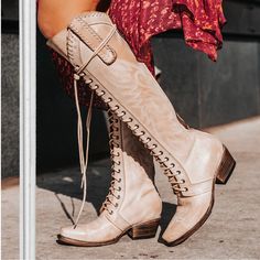 These Beauties Are Sold Out In This Color. You Can Wear Them With So Many Different Colors. Stunning! Brand New In Box. Size 8 Bohemian Leather Boots With Pointed Toe, Bohemian High Heel Leather Boots, Beige Bohemian Leather Boots, Bohemian Beige Leather Boots, Lace Up Riding Boots, Knee Leather Boots, Freebird Shoes, 2024 Manifestation, Freebird Boots