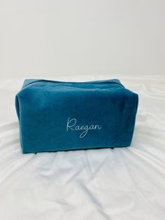 Velvet Personalized Makeup Bag Toiletry Bag Bridesmaid - Etsy Blue Pouch Box Bag As Gift, Green Box Bag As Gift, Blue Box Bag With Removable Pouch As Gift, Blue Rectangular Cosmetic Bag For Gifts, Blue Rectangular Cosmetic Bag As Gift, Blue Rectangular Cosmetic Bag Gift, Blue Rectangular Gift Cosmetic Bag, Customizable Green Bags For Personalized Gifts, Rectangular Zipper Pouch Bag For Bridesmaid Gift