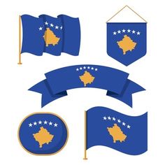 blue and gold flags with stars on them