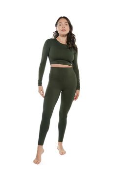 Dreamer top by Inhala Soulwear Green Fall Activewear For Gym, Fitted Green Tops With Thumbholes, Versatile Green Long Sleeve Activewear, Green Long Sleeve Yoga Activewear, Green Athleisure Crop Top For Yoga, Green Casual Crop Top For Yoga, Green Long Sleeve Athleisure Top, Green Crop Top For Yoga, Green Sporty Tops With Thumbholes