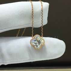 This is made-to-order item, it takes about 3-4 weeks to deliver your pendant necklace after order is placed, thank you. Lab created Moissanite diamond is setting in 18K solid white gold, rose gold or yellow gold chain. Moissanite pendant necklace. Moissanite diamond: -Color: D (colorless); -Clarity: VVS1 (very very slightly included); -Cut: truly clover; -Weight: 1.0 carat, 6x6 mm; Total weight of the necklace is about 1.9 grams. Video link: https://www.instagram.com/tv/CYrFq3DhG1Z/?utm_medium=c Rare Diamond, Moissanite Pendant, Moissanite Jewelry, Yellow Gold Chain, Diamond Color, Moissanite Diamonds, Real Diamonds, Gold Yellow, Diamond Pendant