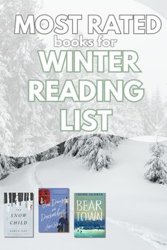 the most rated books for winter reading list, with snow covered trees in the background