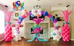 balloon decorations in the shape of flowers and plants