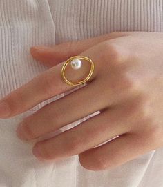 Pearl loop designed ring color: gold base: brass size: 6-6.5 Gold Jewellry, Ring Color, Plate Size, Pearl Ring, Pretty Dresses, Ring Designs, Mother Of Pearl, Heart Ring, Gold Jewelry