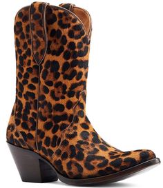 From Ariat&#x2C; the Women's Bandida Leopard Print Faux Fur Western Boots feature:Leopard print faux fur upper Pull onLeather lining Leather outsoleApprox. 9" boot shaft heightApprox. 8" boot shaft circumference Approx. 2.5" heel height Imported. Tall Western Boot, Ariat Women, Western Style Boots, Leather Western Boots, Western Boots Women, Boot Print, Cowboy Boots Women, Material Girl, Cowboy Western