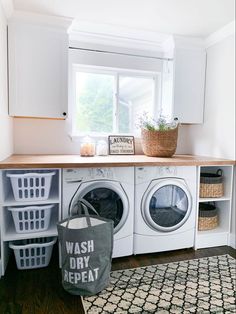 a washer and dryer in a laundry room