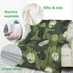 an image of a camo print blanket with instructions to make it look like they're