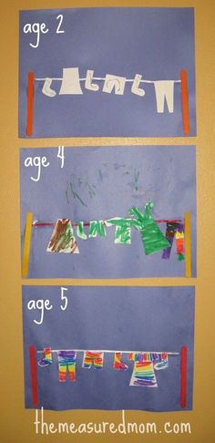 an art project for kids to do with clothes hanging on the line and paper streamers