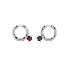 Radiating with the sparkling red of a ruby, our square ruby donut stud stands as a symbol of love and good fortune. Its delicate and minimalist design makes it the ideal gift for your partner, capturing the essence of affection and blessings.  With a soft silicone ear patch included, the styling possibilities are endless, allowing each combination to tell your unique story.  Wear it solo for a touch of sophistication or pair it with one of our patented VERSAWEAR tech charms (allowing you to twis Modern Jewelry With Halo Design For Gift, Modern Garnet Jewelry, Modern Red Jewelry For Anniversary, Modern Ruby Jewelry As A Gift, Modern Garnet Jewelry For Anniversary, Modern Red Ruby Jewelry, Modern Garnet Jewelry For Gift, Modern Garnet Jewelry As A Gift, Red Jewelry With Tension Setting For Anniversary