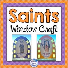 an image of saint window craft with the words saints on it in orange and purple