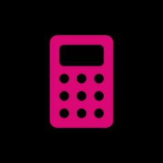 a pink calculator on a black background