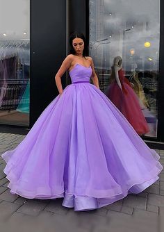 Looking For One Perfect Prom Dress? This Prom Dress is made-to-order by professional tailors. Available In Over 60 Colors. Regular sizes 2 to 16 and plus sizes 14W to 26W. Custom size is also available.More details:Silhouette:Ball Gown.Neckline:Sweetheart.Sleeve:Sleeveless.Wrap:No.Back Type:Backless.Back Style:Lace Up.Embellishment:Bandage.Size:Plus,General.Fabric:Satin,Organza.Length:Long/Floor-Length.Shown Color:Lilac.Fully Lined:Yes.Built_In Bra:Yes.Boning:Yes.Straps:Strapless Modest Prom Gowns, Sweetheart Evening Dress, Blue Ball Gown, Blue Ball Gowns, Formal Ball Gown, Sweetheart Prom Dress, 90's Fashion, Blue Ball, Princess Ball Gowns