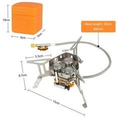 an image of a gas stove with measurements for the burner and propaner