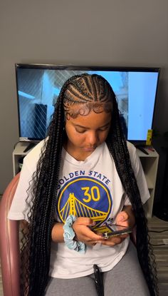 Hairstyles Blackgirls Braids, Stitch Braids With Curls In The Back, Fulani Braids With Weave In The Back, Trial Braids, 2023 Braids For Black Women, Vacay Braids, Big Fulani Braids, Stitch Braids With Curls, Birthday Hairstyles Braids