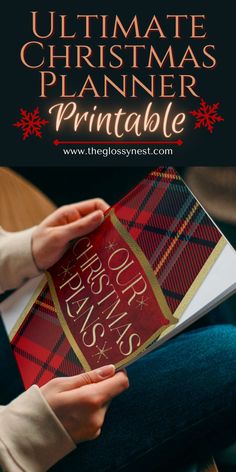 the ultimate christmas planner printable is shown in red and black with gold trimmings