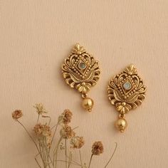 Buy Oasis Antique Stud Earrings | Tarinika Hear Rings Ears Gold, Earings Design Gold New Model, Gold Earrings For Women Indian, Gold Tops Earrings Indian, Gold Earrings Designs New Model, Latest Gold Earrings, Latest Earrings Design, Small Earrings Gold, 22k Gold Earrings