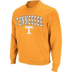 It's not hard to come to the conclusion that you're a hardcore Tennessee Volunteers fan. This season, raise your fandom to a new level when you put on this Tennessee Volunteers Arch & Logo Tackle Twill pullover sweatshirt from Colosseum. This pullover features a comfortable fit and crisp Tennessee Volunteers graphics to help emphasize your team pride. Collegiate Cotton Sweatshirt With Team Logo, Collegiate Crew Neck Sweatshirt Fan Gear, Collegiate Crew Neck Sweatshirt For Fan Gear, Fan Merchandise Lettering Tops For Fall, Fall Lettering Tops As Fan Merchandise, Football Season Crew Neck Top With Lettering, Collegiate Team-colored Top With Lettering, Collegiate Cotton Sweatshirt For Baseball Season, Collegiate Crew Neck Fan Merchandise Top