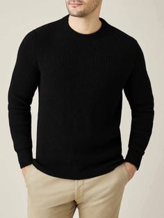 Dark Green Chunky Knit Cashmere Crew Neck | Luca Faloni Ribbed Crew Neck Cashmere Sweater, Classic Knit Sweater With Ribbing, Crew Neck Sweater With Ribbing For Fall, Fall Crew Neck Sweater With Ribbing, Modern Winter Sweater With Ribbed Neckline, Luca Faloni, Chunky Jumper, Chunky Knit, Dark Green