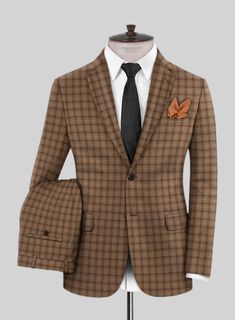 If you are passionate about having the best men's suit, choose our Reda Rope Brown Checks Wool Suit as the perfect addition to your closet. Crafted from pure wool and featuring dark brown plaids, it keeps you cool all day. Moreover, this suit maintains its shape over time, reflecting your high-class approach and fashionable taste. 
 
 Look Includes   Reda Rope Brown Checks Wool  Fabric  Two Button Jacket Style  Notch Lapel   Faux Horn   Brown  Buttons  Single Vent  Three Cuff Buttons  Two Welted Brown Wool Suits With Suit Collar, Fitted Brown Suit, Tailored Brown Wool Suit, Brown Wool Business Suits, Brown Custom Fit Suit For Business Casual, Brown Custom Fit Blazer For Business, Brown Dapper Semi-formal Suit, Dapper Brown Semi-formal Suit, Brown Wool Suit With Welt Pockets