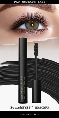 PAT McGRATH LABS FetishEYES™ Mascara. | This  iconic formulation works overtime to impart fetish-worthy length, major lift, and maximum volume in one stroke. Bold, buildable and intensely black, each stroke wraps lashes from root to tip in saturated satin shine. Conditioning peptides strengthen and defends lashes from free radical damage, while panthenol hydrates for long lashes that stay luxuriously soft to the touch. | Best lengthening and thickening mascaras. | PATMcGRATH.COM Thickening Mascara, Daytime Makeup, Lash Boost, Cheap Human Hair, Mascara Tips, Makeup Mascara, Black Mascara, Pat Mcgrath, Luxury Makeup