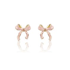 Pink 18k Gold Bow Ribbon Stud Earrings, Pink Bow Studs Earrings, Tie Bow Luxury Hoops, Wrap Bow Stud Earrings Hypoallergenic, Pink Gold Filled Stud Earrings, Pink Puffed Bow Earrings. Pink Bow Earrings, Birthday Wishlist Ideas I Want, Pink Girly Things Princesses, Burr Basket, Dream Accessories, Peach Costume, Trendy Stud Earrings, Artistic Earrings, Wishlist Ideas