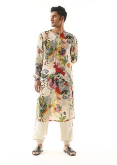 Mahima Mahajan Men-Multicolor Printed Kurta With Pant-INDIASPOPUP.COM Luxury Kurta With Printed Motifs In Traditional Drape, Luxury Digital Print Kurta With Traditional Drape, Luxury Block Print Kurta For Transitional Seasons, Luxury Multicolor Printed Kurta, Luxury Multicolor Kurta For Festivals, Luxury Jamawar Sets For Men, Luxury Digital Print Suits For Formal Occasions, Luxury Kurta With Printed Motifs And Traditional Drape, Luxury Multicolor Printed Motifs Kurta