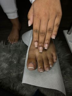 Short Nail And Toes Matching Ideas, Red Acrylic Nails Short, Nurse Nails, Slay Nails, Sweet 16 Nails, Acrylic Nails Short, Nail Parlour, Short French Tip Nails, White Tip Nails