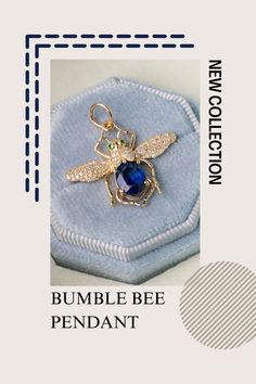 Brighten up your style with this cute Sapphire Bumble Bee Pendant. Made with detailed enamel and set in gold, this necklace adds a fun and elegant touch to any outfit. It's a perfect choice for a playful accessory or a lovely gift. Bee Pendant, Birthday Ring