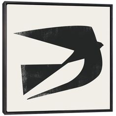 a black and white poster with a bird on it's back, against a white background