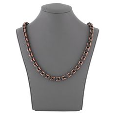 A sleek satin finish and two-tone links give this chain necklace an unforgettable look. Brown and black ion-plated stainless steel 24 inches with lobster clasp Black Oval Link Necklace, Black Oval Link Chain Necklace As Gift, Black Box Chain Necklace For Formal Occasions, Black Box Chain Necklace For Formal Events, Formal Black Box Chain Necklace, Black Stainless Steel Necklaces With Chunky Chain, Black Chunky Chain Necklace In Stainless Steel, Gunmetal Link Chain Necklace, Gunmetal Link Chain Necklaces