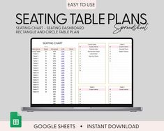 the seating table plan is displayed on a laptop screen with text that reads easy to use