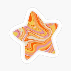 an orange and pink star sticker on a white background with the shape of a wave