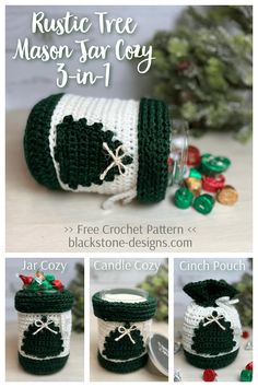 crochet pattern for a rustic mason jar cozy, fun and easy to make