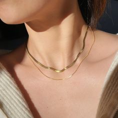 Gold Snake Chain Layered Necklace Gift, Gold Double Chain Herringbone Necklace Gift, Gold Herringbone Necklace With Double Chain As Gift, Gold Herringbone Chain, Recycled Necklaces, Gold Snake Chain, Christmas Engagement, Herringbone Chain, Necklace Layered