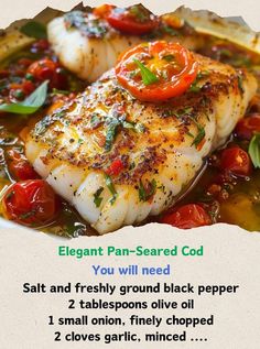 a recipe for seared fish with tomatoes and herbs