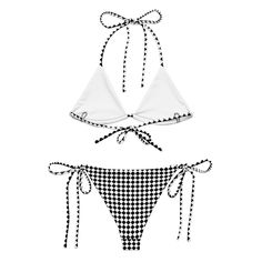 Elevate your beach style with our Check Mate Checkerboard String Bikini. This trendy English-inspired swimwear is a perfect blend of comfort and fashion. Embrace confidence as you flaunt the classic checkerboard pattern, making a bold statement at the shoreline. Dive into the latest fashion wave and shop our Check Mate String Bikini now for a stylish swim experience like never before. • Soft and stretchy material with UPF 50+ • Sizes up to 6XL • Bikini top comes with removable padding for comfor Summer Plaid Swimwear For Beach, Summer Plaid Swimwear For The Beach, Plaid Swimwear For Poolside And Beach Season, Plaid Summer Swimwear, Gingham Triangle Top Swimwear For Pool, Plaid Beachwear Swimwear For Beach Season, Summer Plaid Triangle Top Swimwear, Plaid Triangle Top Swimwear For Beachwear, Plaid Triangle Top Beachwear Swimwear