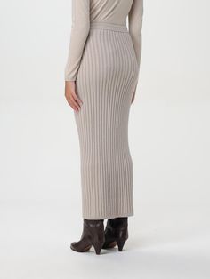 Skirt MAX MARA Woman color Beige Elegant Beige Ribbed Skirt, Elegant Ribbed Maxi Skirt, Spring Ribbed Beige Skirt, Beige Maxi Length Lined Skirt Bottoms, Fitted Beige Maxi Skirt For Fall, Fall Fitted Beige Maxi Skirt, Beige Fitted Maxi Skirt, Beige Full-length Lined Skirt, Beige Full Length Lined Skirt