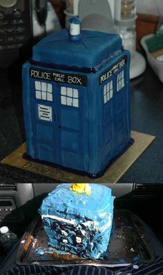 a cake that looks like the tardist from doctor who