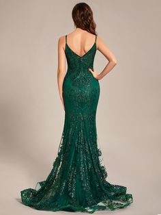 This custom size sequin embroidered see-through mermaid prom dress is a stunning choice for your special occasion. The intricate sequin embroidery adds a touch of glamour, while the see-through elements create an alluring and modern look. With its mermaid silhouette, this dress will flatter your figure beautifully. Get ready to turn heads and make a statement with this exquisite prom dress. Tips: Please note that the sequins on this dress may shed slightly. Length: Floor-Length. Sleeve Style: Sleeveless. Closure: It is Concealed Zipper Up The Back. Fabric: The garment comprises sequin. Emerald Green Silk Prom Dress, Emerald Green Gown Evening Dresses, Prom Dress Tight, Emerald Prom Dress, Green Sequin Dress, Dress Tips, Mermaid Prom Dresses Lace, Sage Dress, Mermaid Prom Dress