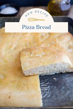 a loaf of pizza bread sitting on top of a pan