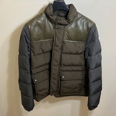 Coach Winter Jacket. Gray And Green With Leather Elbow Pads. Coach Jackets, Elbow Pads, Coach Jacket, Gray Green, Green And Grey, Mens Jackets, Winter Jackets, Jackets & Coats, Man Shop