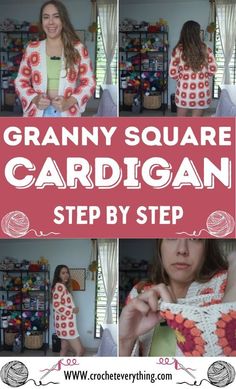 granny square cardigan crochet pattern step by step for beginners to make