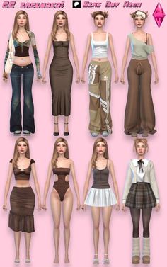 several different types of female clothing for the simster's dollhouse, including skirts and bras